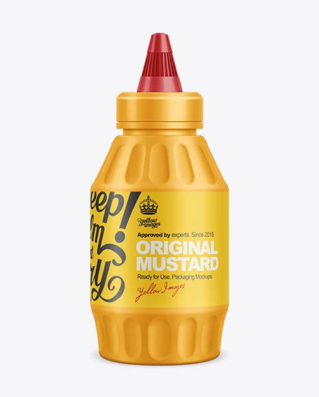 Download 9oz Mustard Bottle w/ Spout Cap Mockup